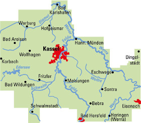 Blattschnitt Fahrradkarte Kassel Nordhessen ADFC Regionalkarte